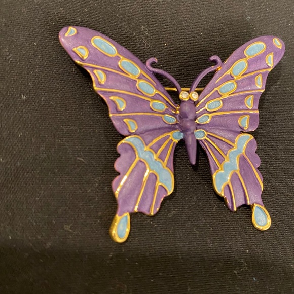 Purple Enamel Butterfly Brooch - Picture 3 of 6